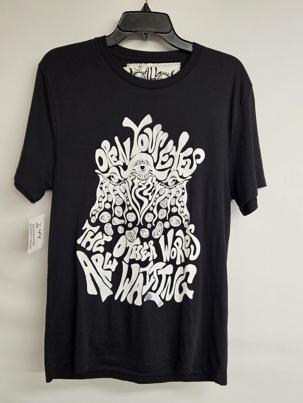 All Seeing Studios Open Your Eyes Other Worlds Watching Mens Black T-Shirt Small